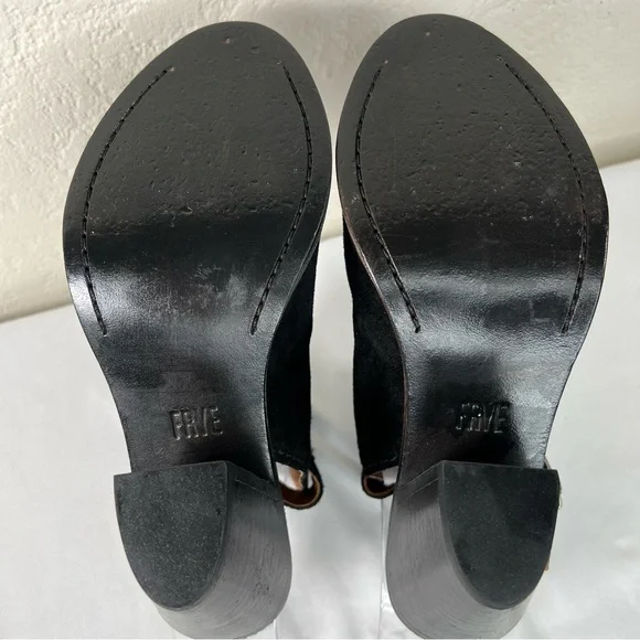 Frye Courtney Slingback Peep Toe Leather Block Heeled Sandals Mules Size 6.5 - Picture 11 of 13